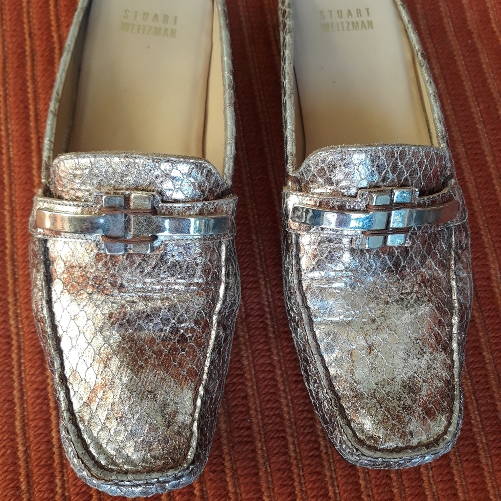 Stuart Weitzman snakeskin mules